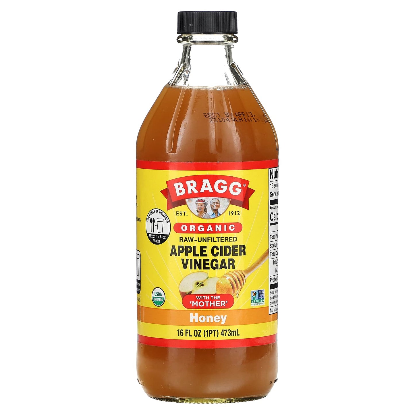 Organic Apple Cider Vinegar with Mother & Honey by Bragg - 16 fl oz - Image 1