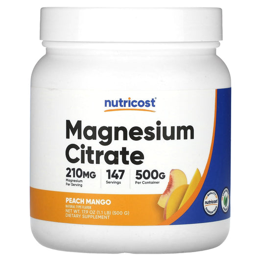 Nutricost, Magnesium Citrate, Peach Mango, 17.9 oz (500 g) - Image 1