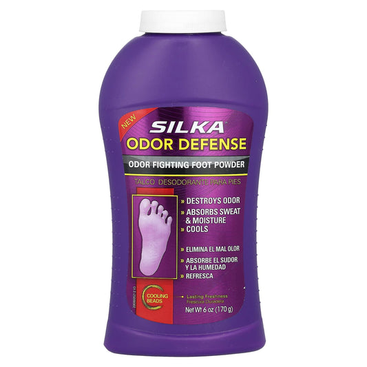 Silka, Odor Defense, Odor Fighting Foot Powder, 6 oz (170 g) - Image 1