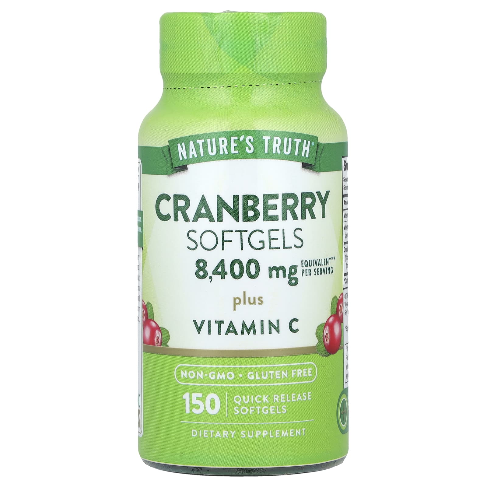 Nature's Truth, Cranberry Softgels Plus Vitamin C, 150 Quick Release Softgels - Image 1
