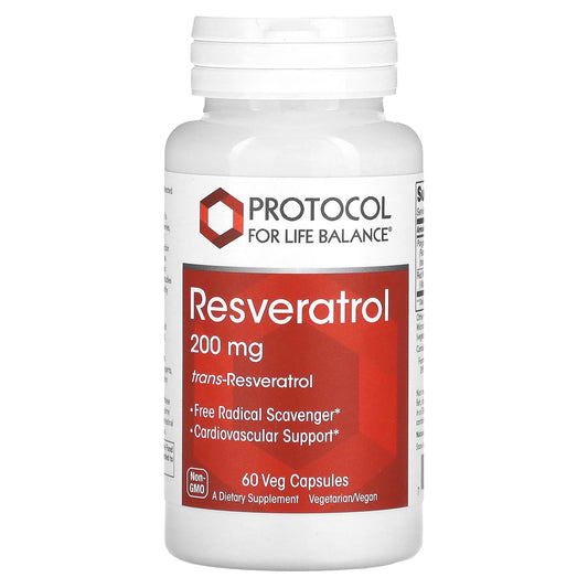 Protocol for Life Balance, Resveratrol, 200 mg, 60 Veg Capsules - Image 1