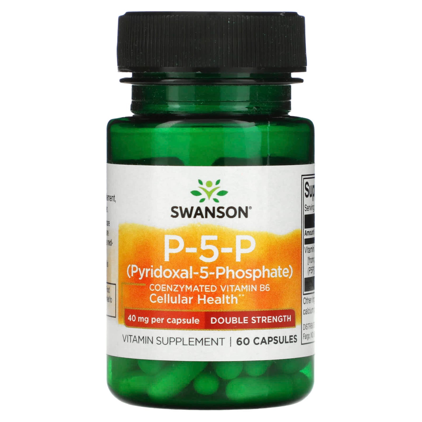 Swanson, P-5-P, Double Strength, 40 mg, 60 Capsules - Image 1