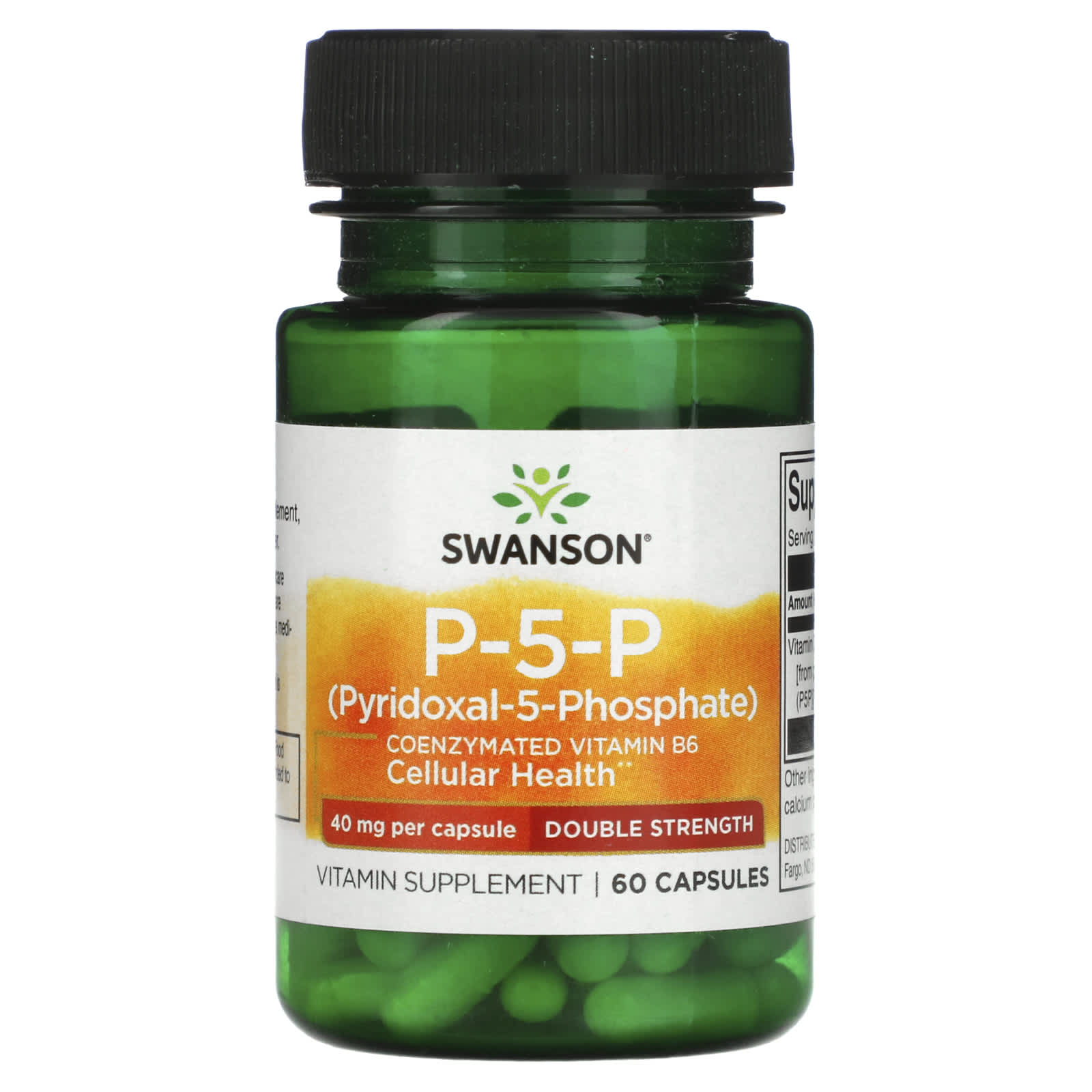 Swanson, P-5-P, Double Strength, 40 mg, 60 Capsules - Image 1