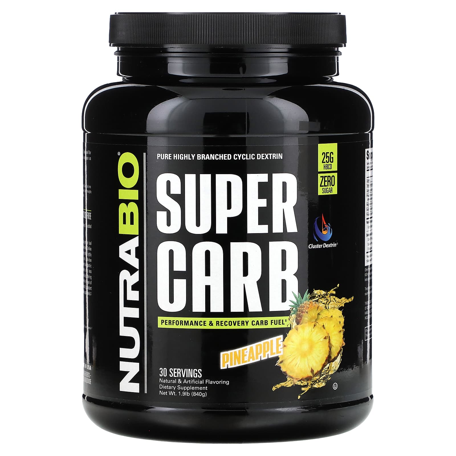 NutraBio, Super Carb, Pineapple, 1.9 lb (840 g) - Image 1