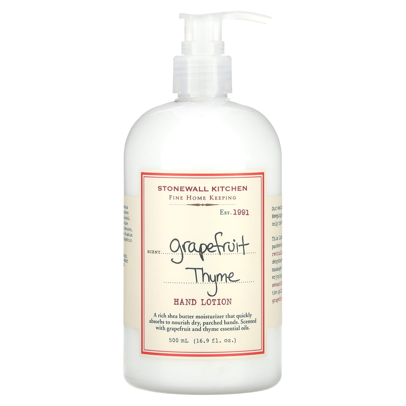 Stonewall Kitchen, Hand Lotion, Grapefruit Thyme, 16.9 fl oz (500 ml) - Image 1