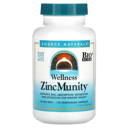 Source Naturals, Wellness ZincMunity, 120 Vegetarian Capsules - Image 1