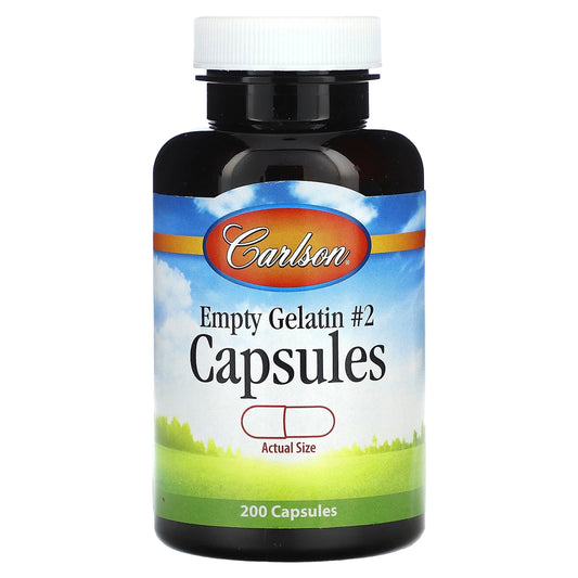 Carlson Empty Gelatin Capsules #2, 200 Capsules for Custom Blends - Image 1