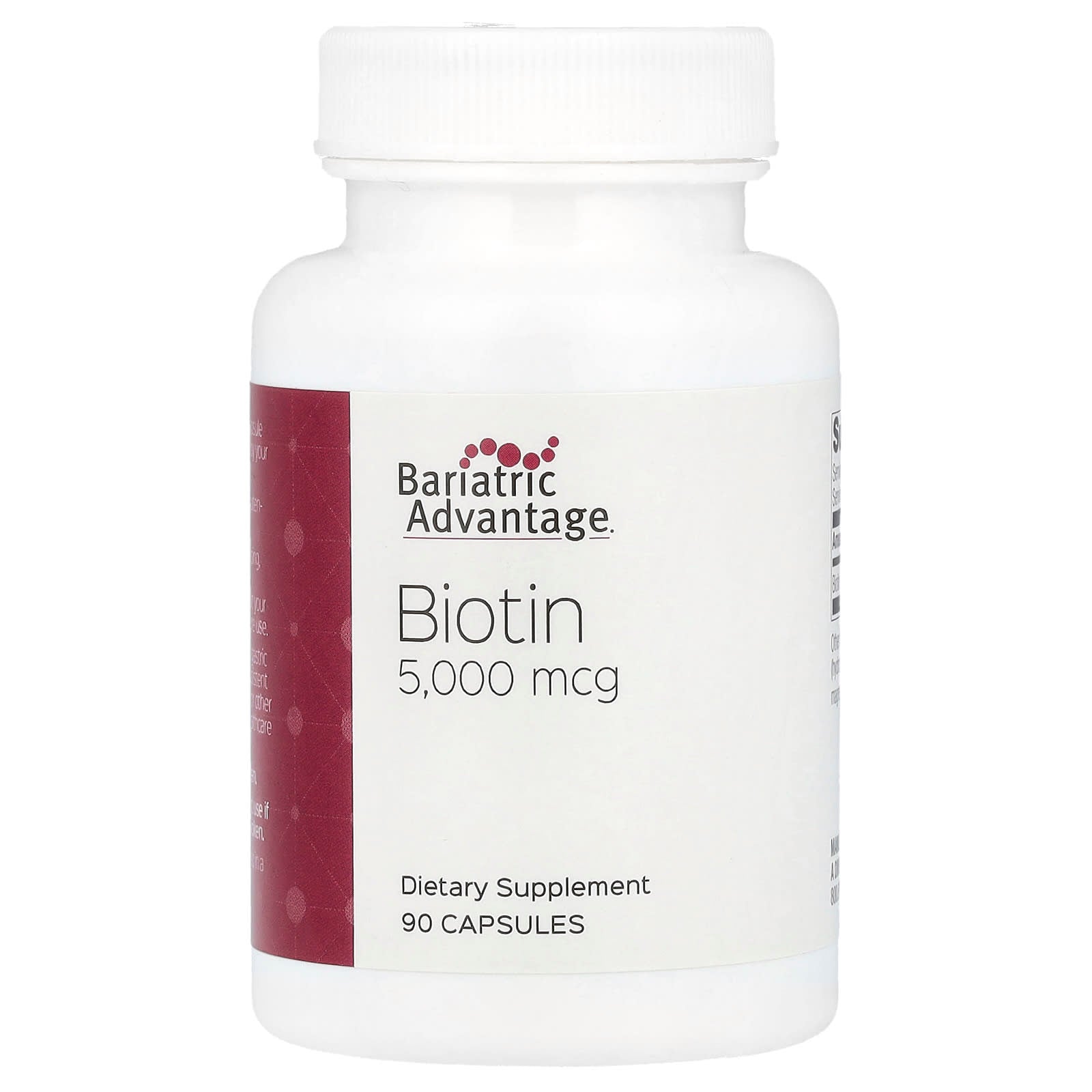 Bariatric Biotin Supplement, 5,000 mcg, 90 Capsules - Vegetarian & Non-GMO - Image 1