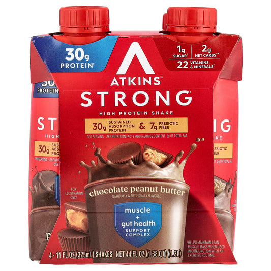 Atkins High Protein Shake, Chocolate Peanut Butter, 11 fl oz, 30g Protein - Image 1