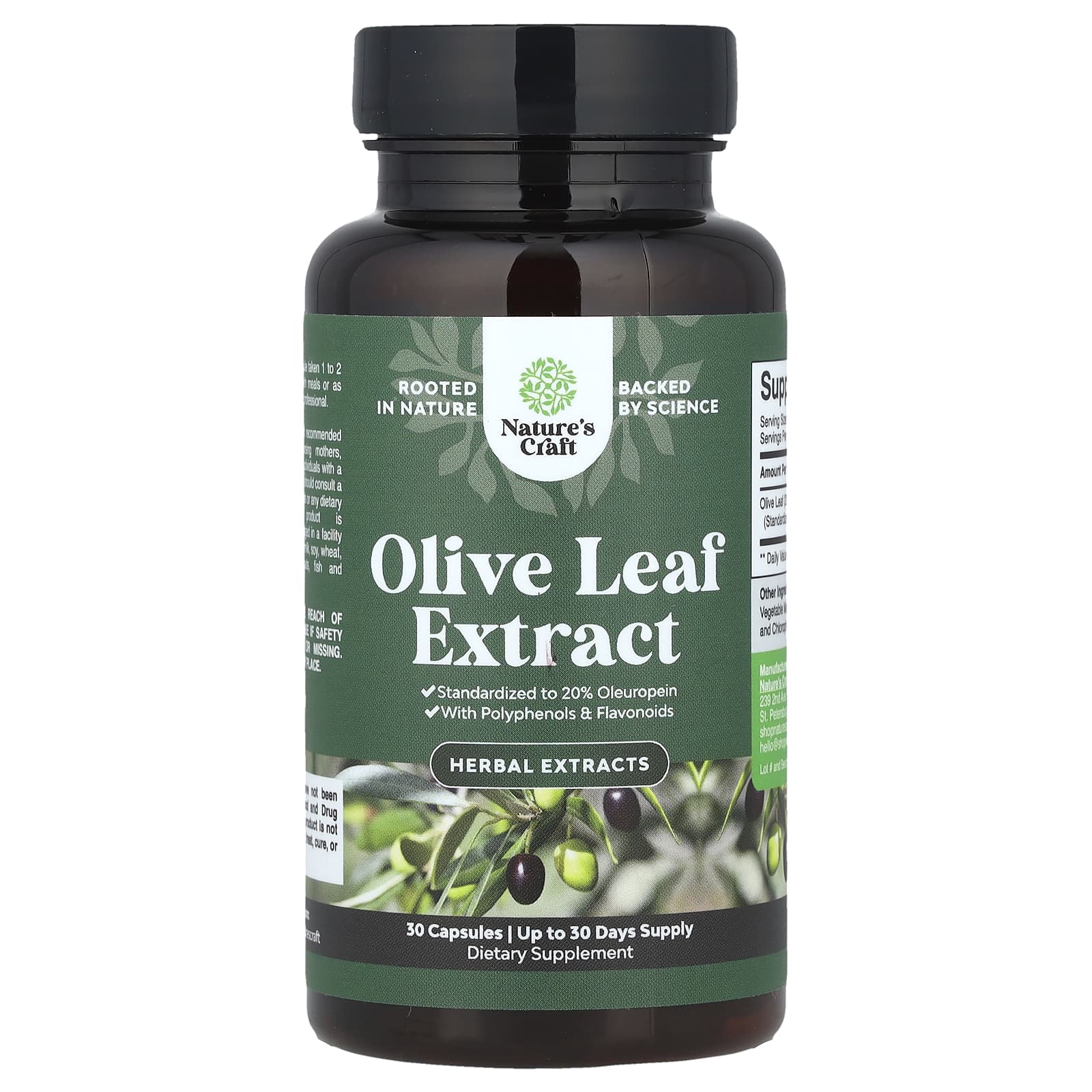 Nature's Craft, Olive Leaf Extract, 750 mg, 30 Capsules - Image 1