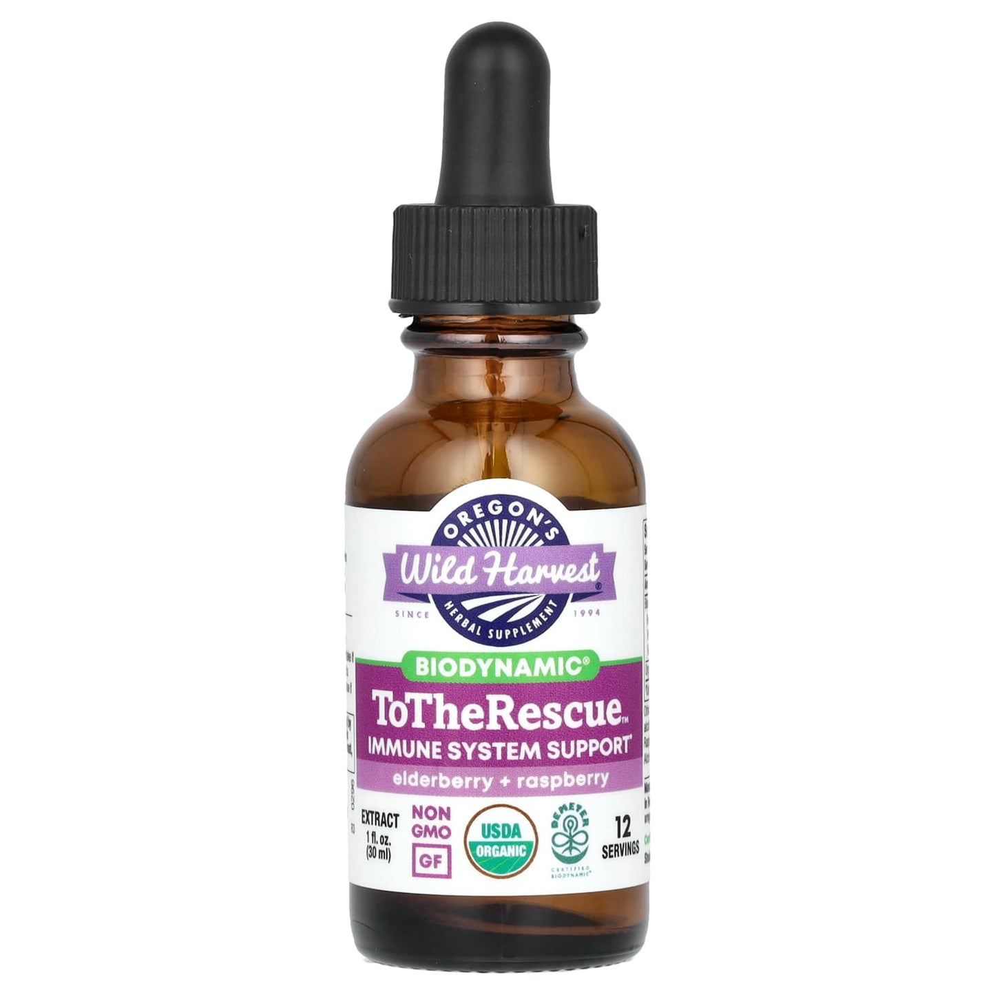 Oregon's Wild Harvest, Biodynamic, To The Rescue, Elderberry + Raspberry, 1 fl oz (30 ml) - Image 1