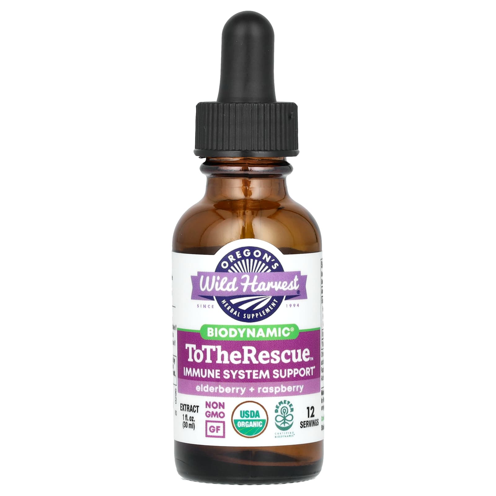 Oregon's Wild Harvest, Biodynamic, To The Rescue, Elderberry + Raspberry, 1 fl oz (30 ml) - Image 1
