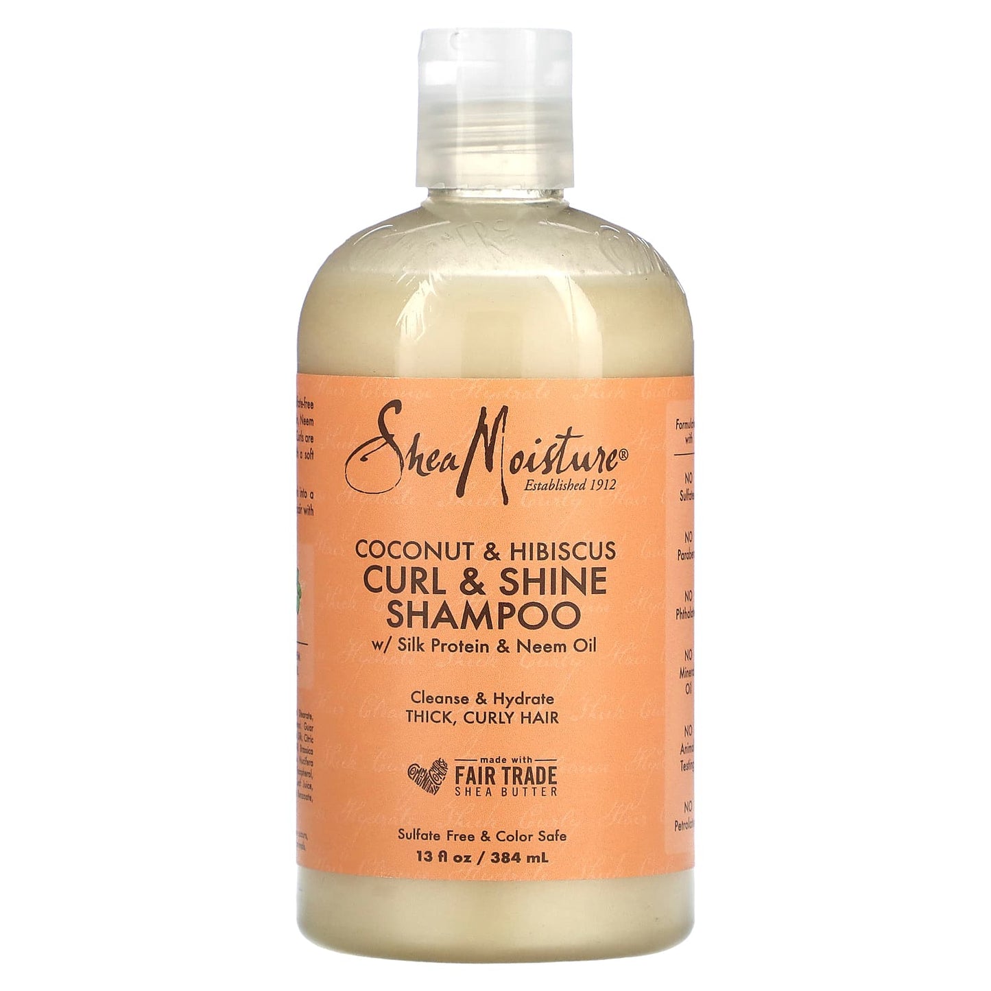 SheaMoisture, Curl & Shine Shampoo, Thick, Curly Hair, Coconut & Hibiscus, 13 fl oz (384 ml) - Image 1