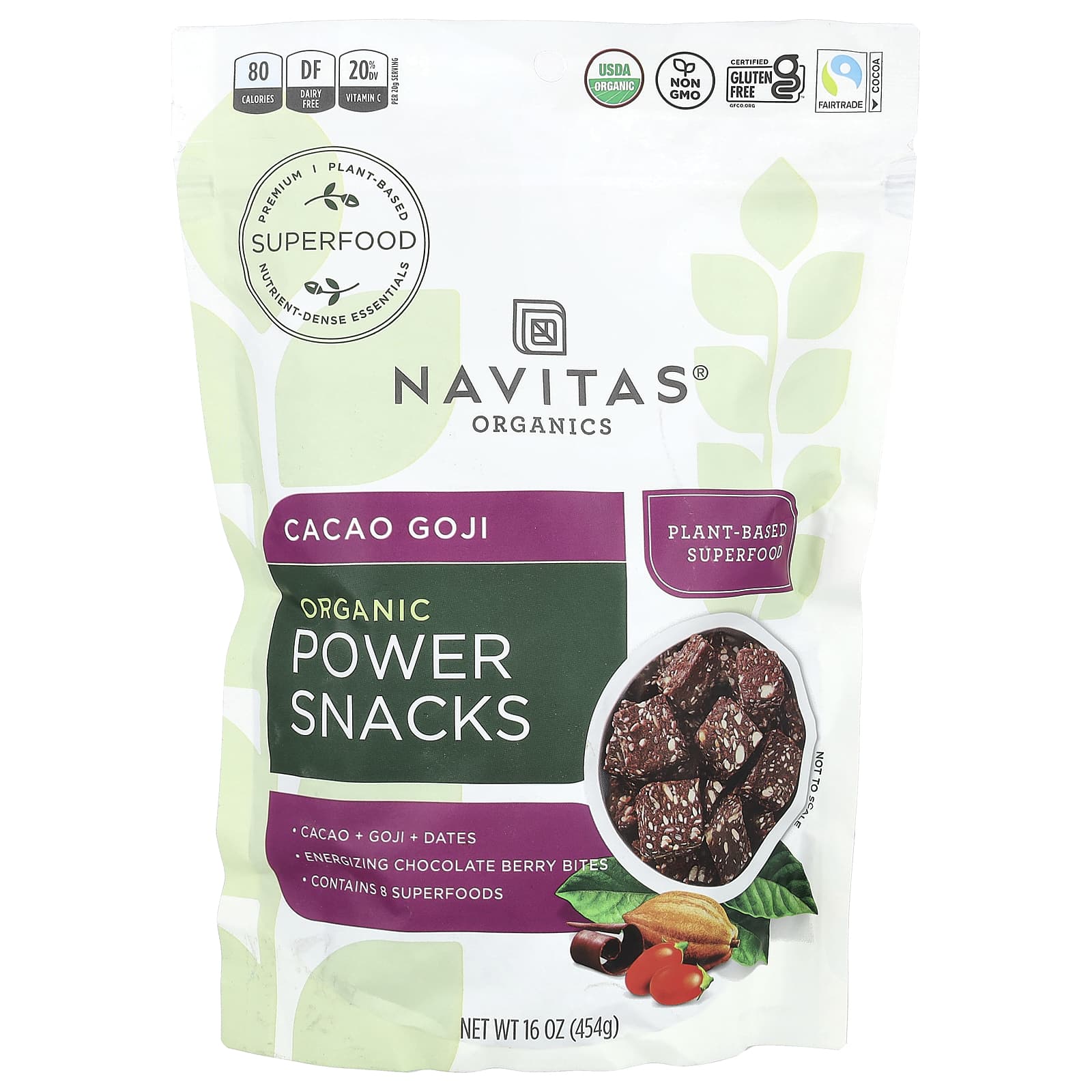 Navitas Organics, Organic Power Snacks, Cacao Goji, 16 oz (454 g) - Image 1