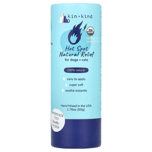 Kin+Kind, Hot Spot Natural Relief, For Dogs + Cats, Coconut Oil, Sweet Fennel , 1.76 oz (50 g) - Image 1