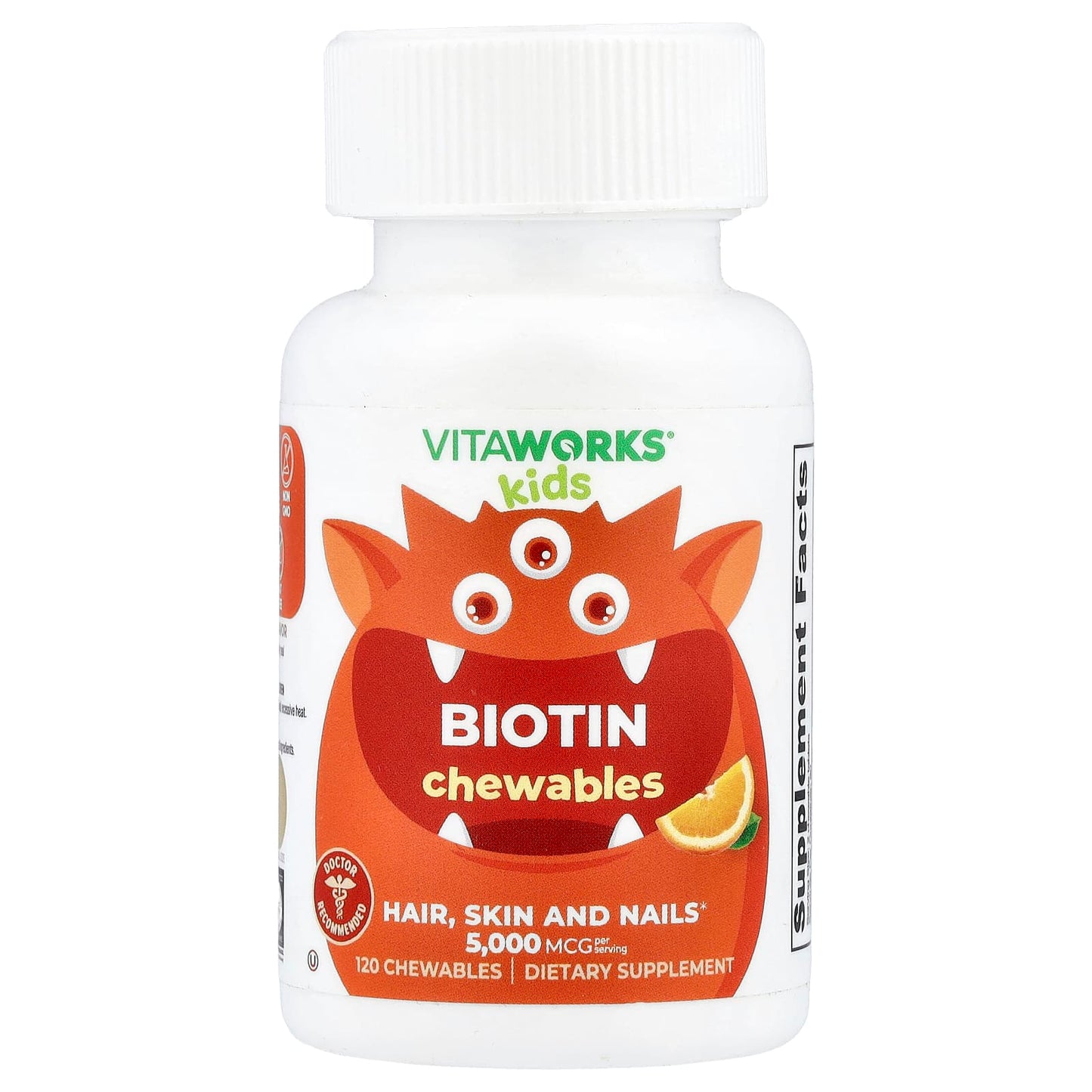 VitaWorks, Kids, Biotin, Orange, 120 Chewables - Image 1