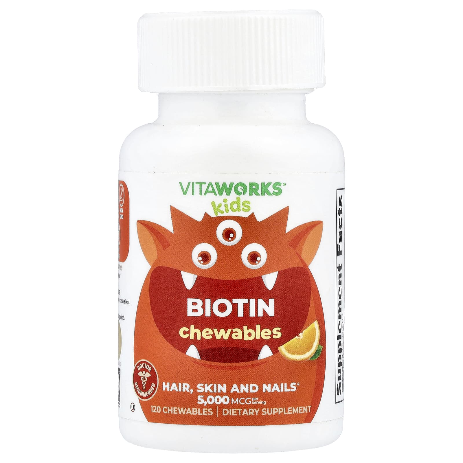 VitaWorks, Kids, Biotin, Orange, 120 Chewables - Image 1
