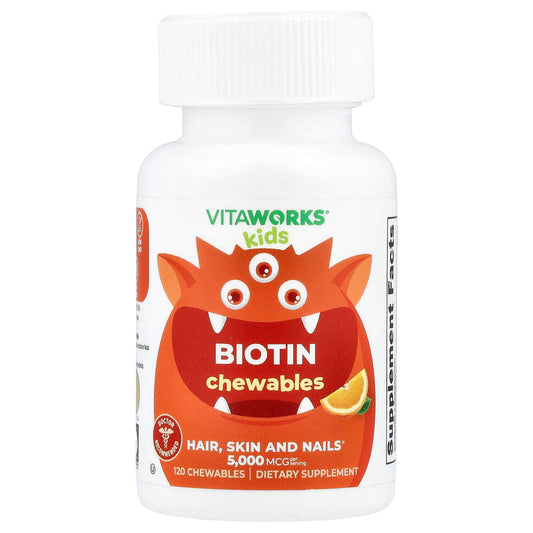 VitaWorks, Kids, Biotin, Orange, 120 Chewables - Image 1