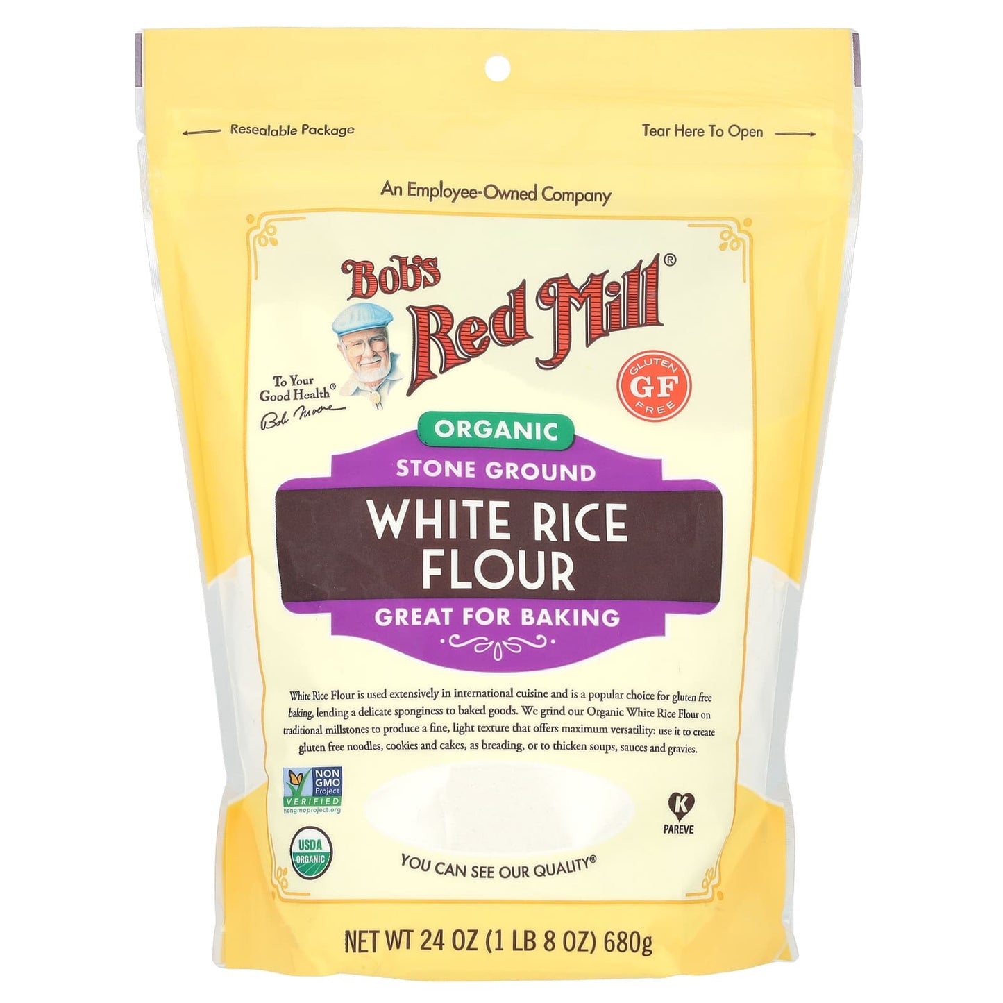 Bob's Red Mill Organic White Rice Flour, Gluten Free, 24 oz - Image 1