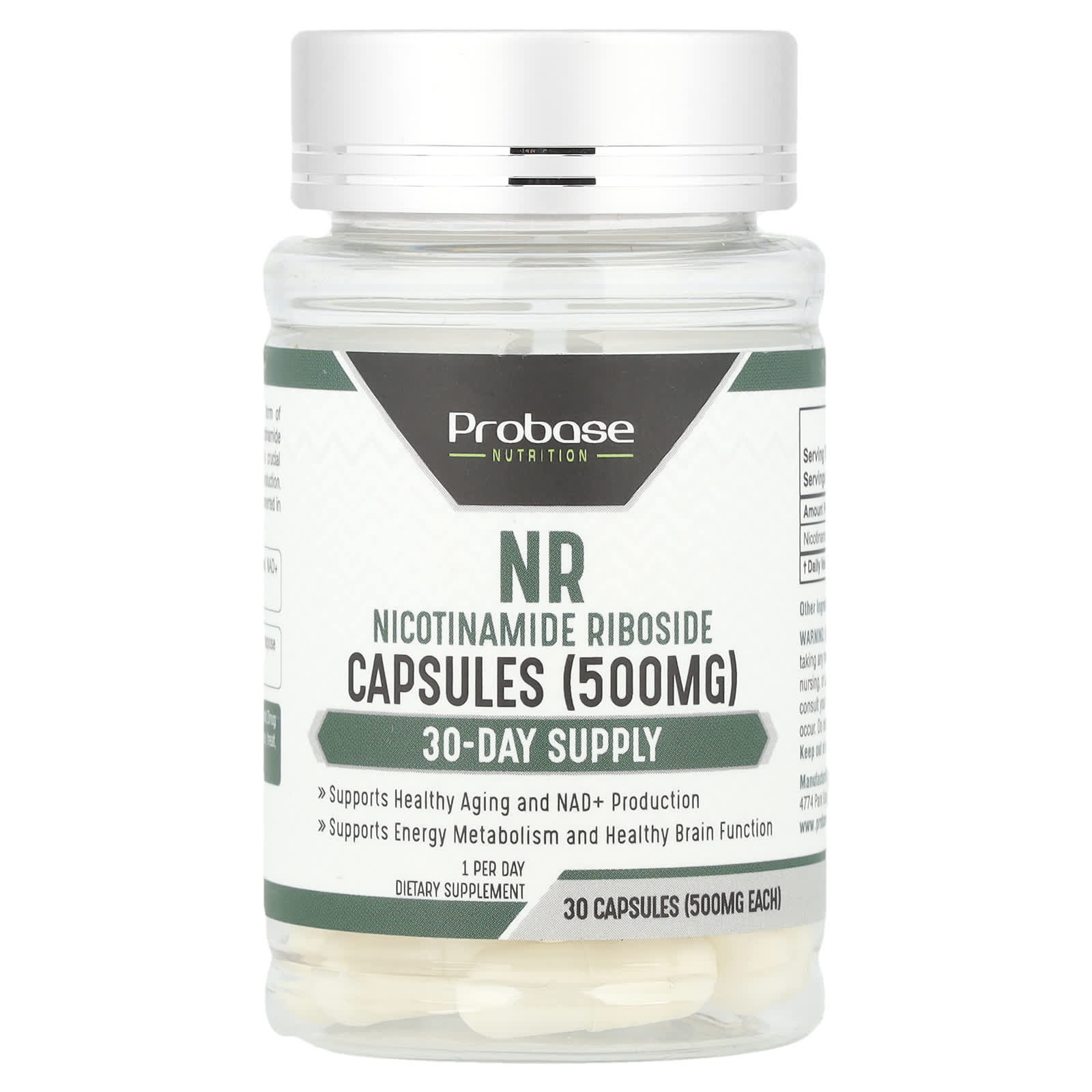 Probase Nutrition, NR, 500 mg , 30 Capsules - Image 1