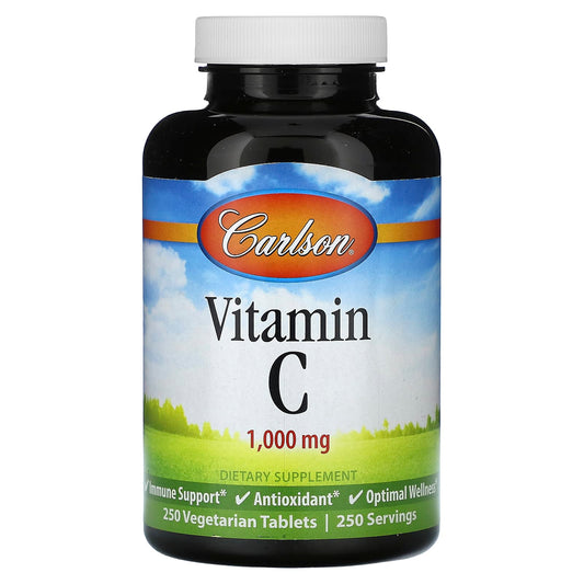 Carlson Vitamin C 1,000mg, 250 Veg. Tablets for Immune Support - Image 1