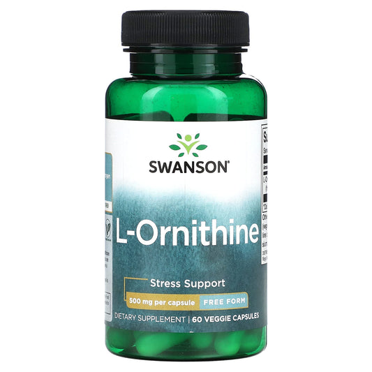 Swanson, L-Ornithine, Free Form, 500 mg, 60 Veggie Capsules - Image 1