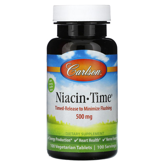 Carlson Niacin-Time 500mg Time-Release for Heart Health & Energy - Image 1
