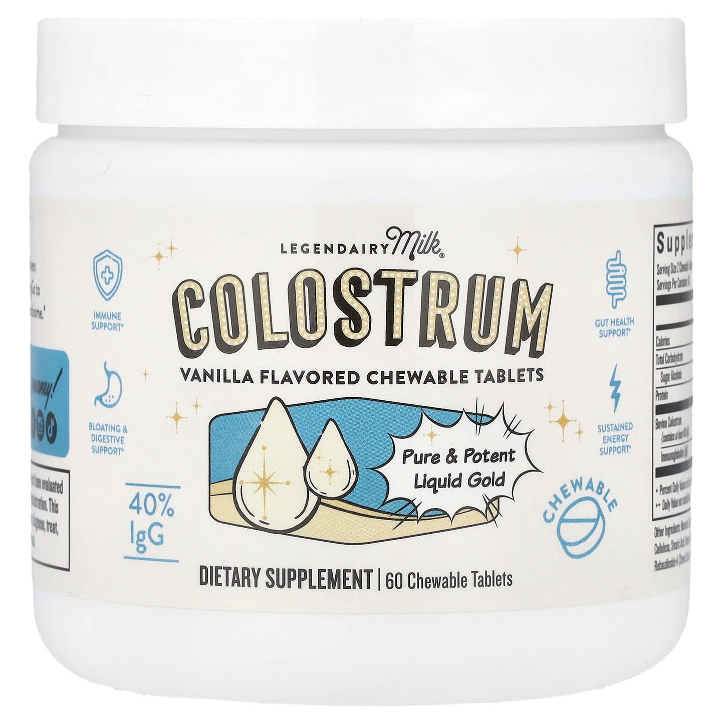 Legendairy Milk, Colostrum, Vanilla, 60 Chewable Tablets - Image 1