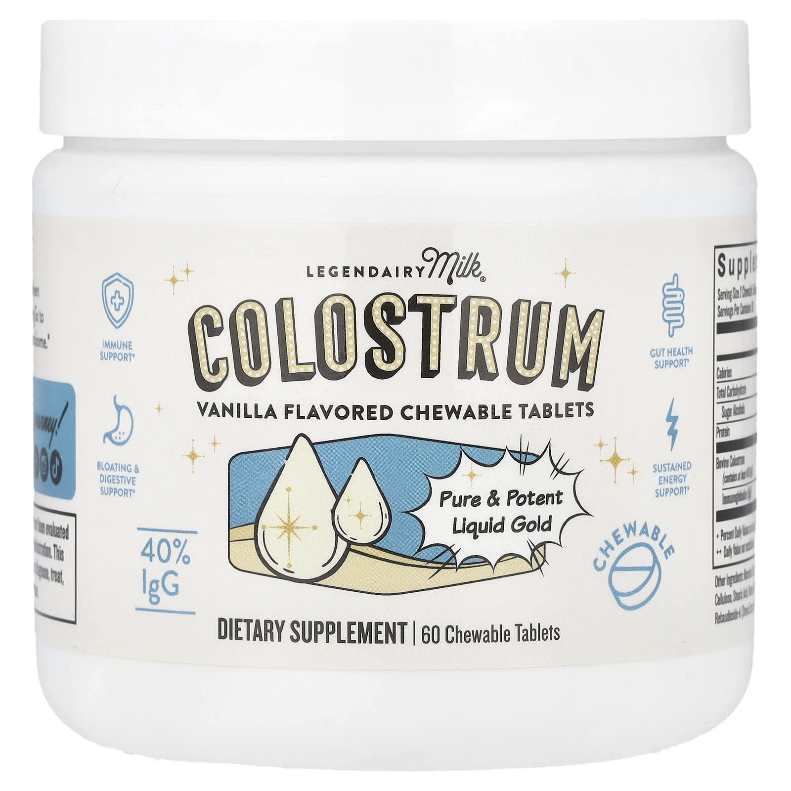 Legendairy Milk, Colostrum, Vanilla, 60 Chewable Tablets - Image 1