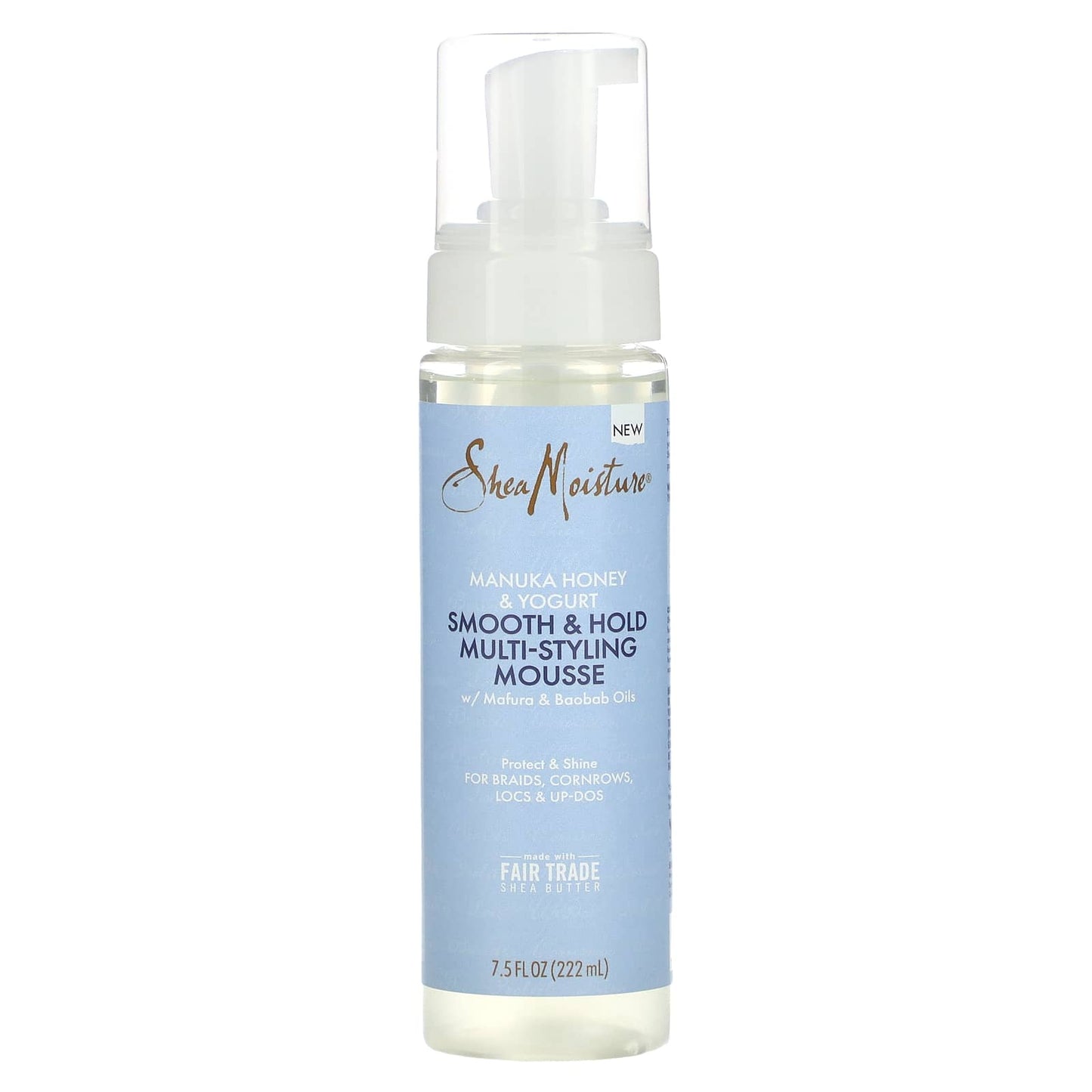 SheaMoisture, Manuka Honey & Yogurt, Smooth & Hold Multi-Styling Mousse w/ Mafura & Baobab Oils, 7.5 fl oz (222 ml) - Image 1