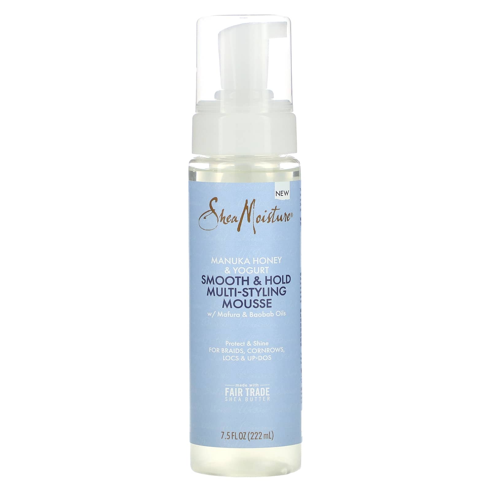 SheaMoisture, Manuka Honey & Yogurt, Smooth & Hold Multi-Styling Mousse w/ Mafura & Baobab Oils, 7.5 fl oz (222 ml) - Image 1