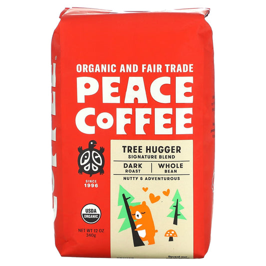 Peace Coffee, Organic Tree Hugger, Whole Bean, Dark Roast, 12 oz (340 g) - Image 1