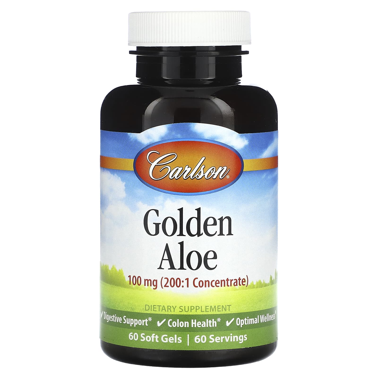 Carlson Golden Aloe 100mg 60 Soft Gels for Digestive Support - Image 1