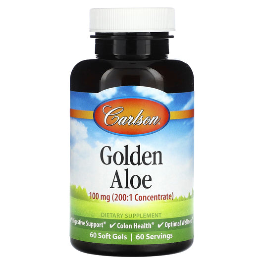 Carlson Golden Aloe 100mg 60 Soft Gels for Digestive Support - Image 1