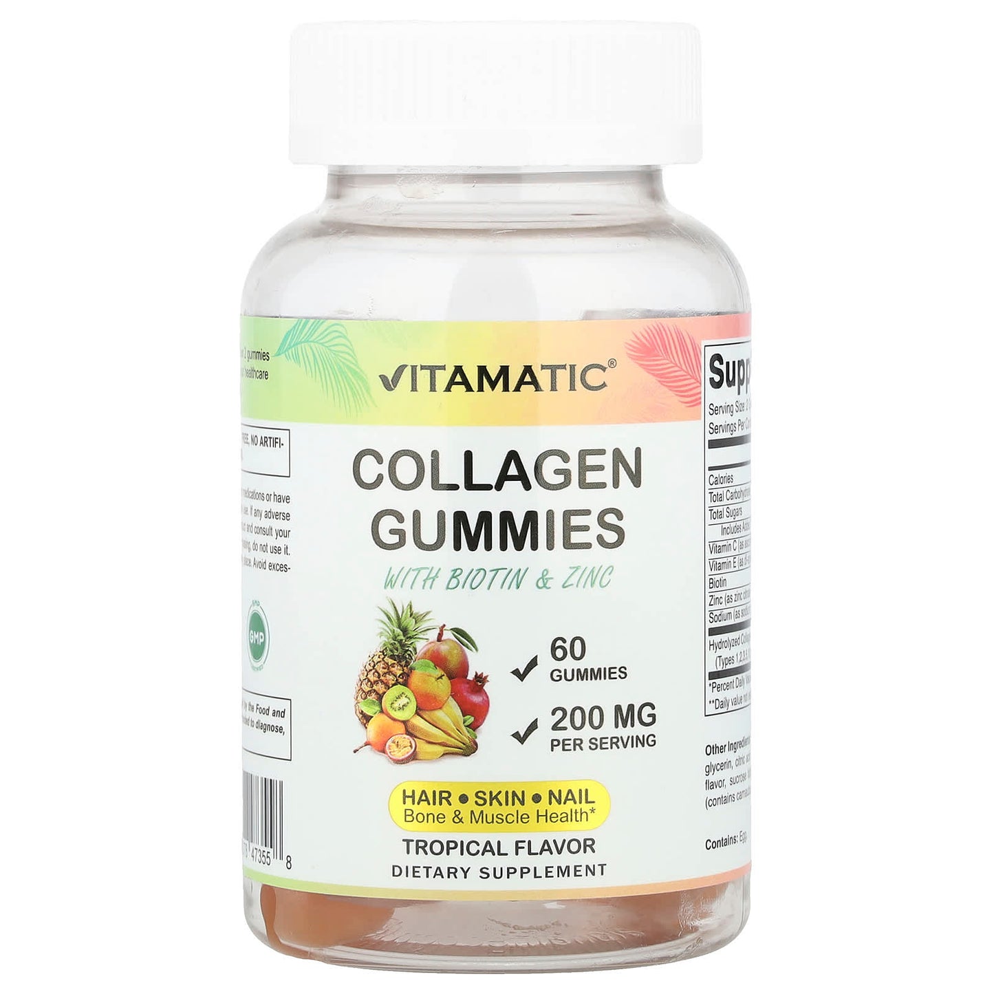 Vitamatic, Collagen Gummies With Biotin & Zinc, Tropical, 60 Gummies - Image 1