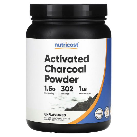 Nutricost, Activated Charcoal Powder, Unflavored, 16 oz (454 g) - Image 1