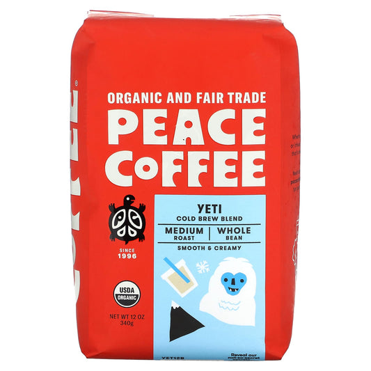 Peace Coffee, Organic Yeti, Cold Brew Blend, Whole Bean, Medium Roast, 12 oz (340 g) - Image 1