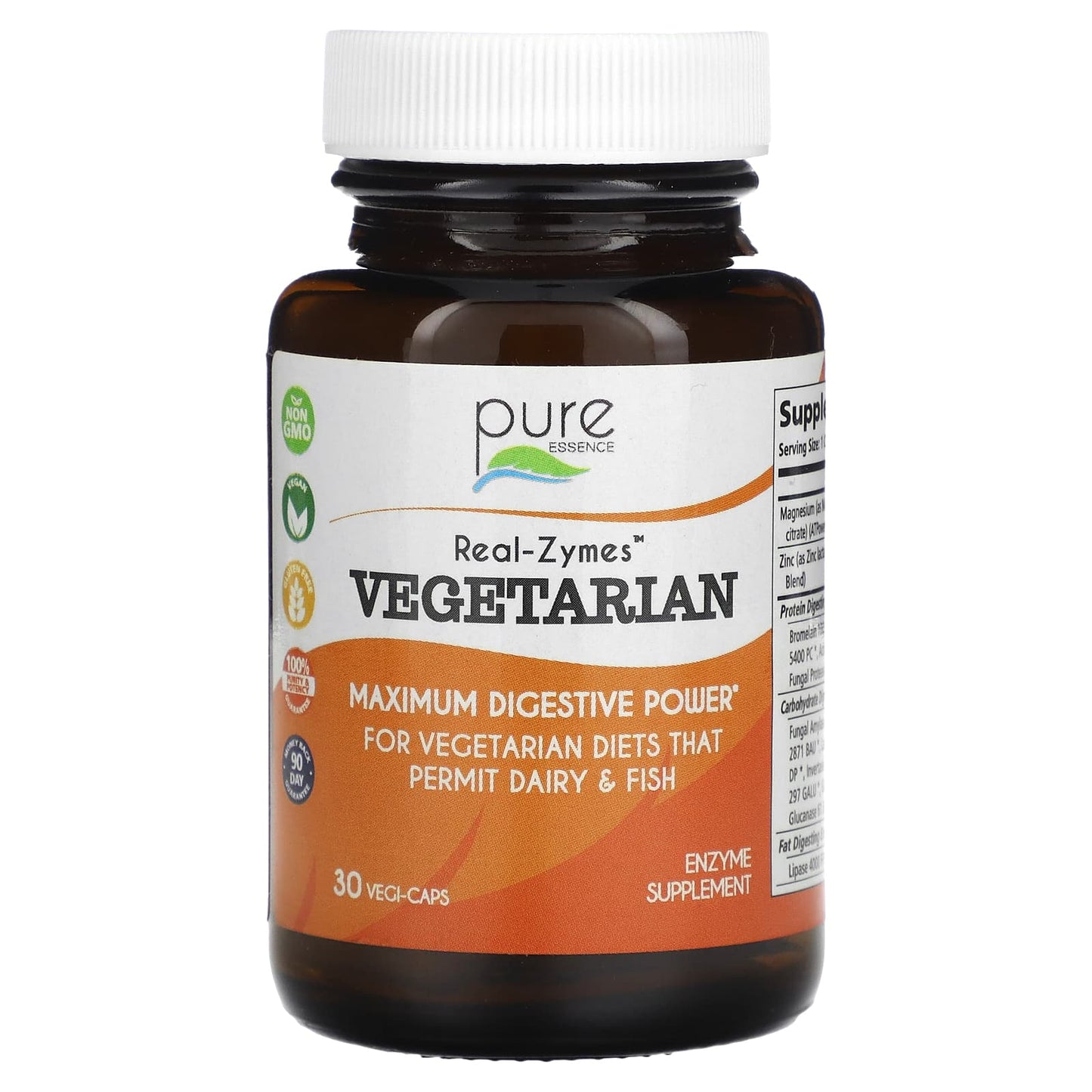 Pure Essence, Real-Zymes, Vegetarian, 30 Vegi-Caps - Image 1