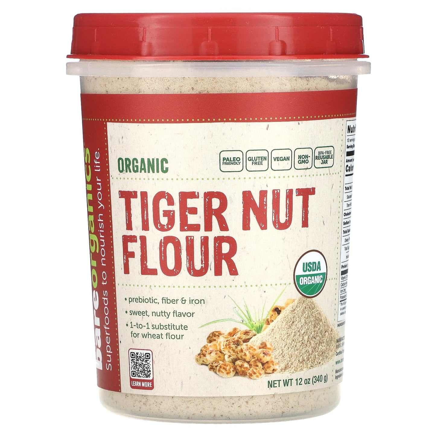 Tiger Nut Flour - USDA Organic, Gluten Free, Vegan, 12 oz - Image 1
