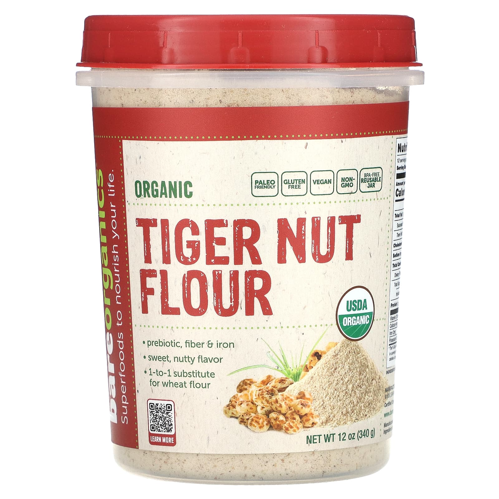 Tiger Nut Flour - USDA Organic, Gluten Free, Vegan, 12 oz - Image 1