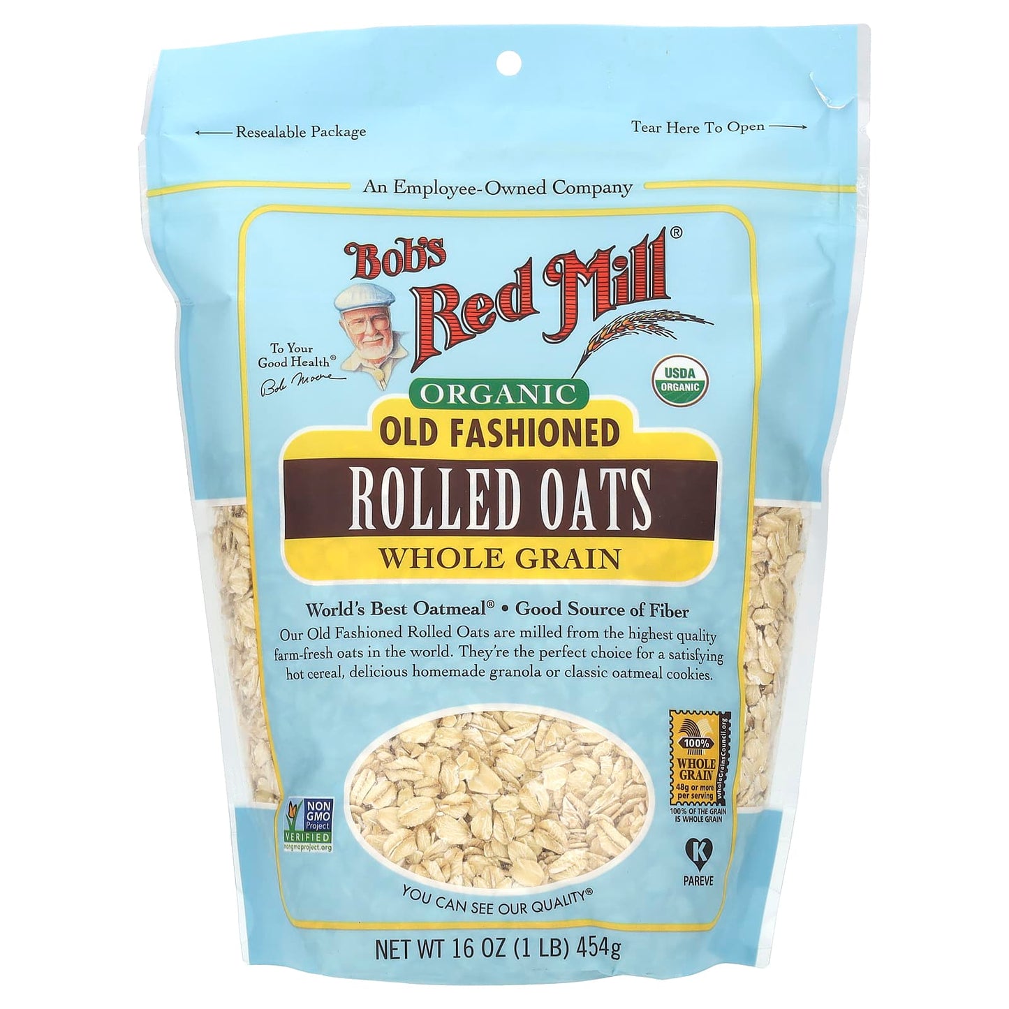 Bob's Red Mill Organic Whole Grain Old Fashioned Rolled Oats, 16 oz - Image 1