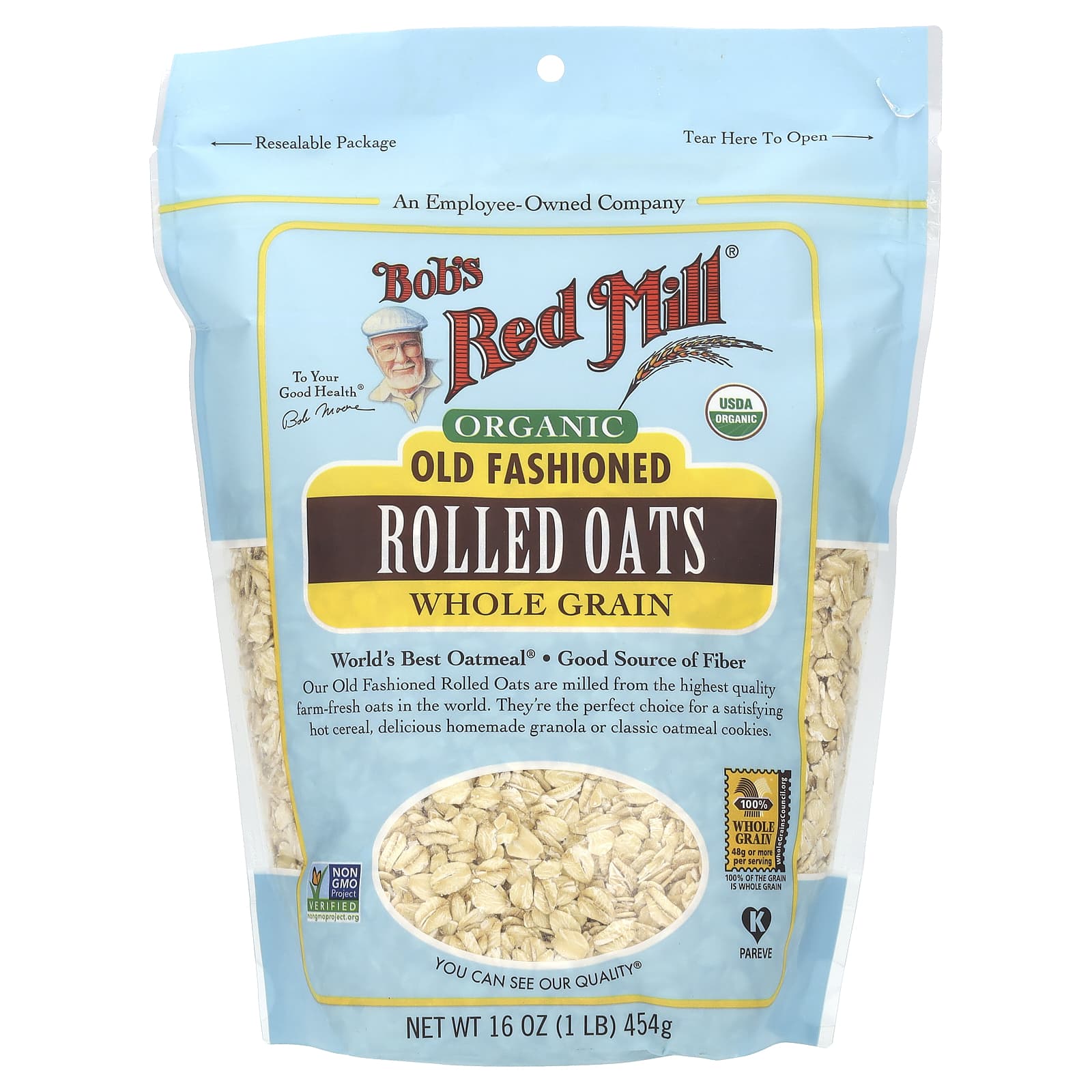 Bob's Red Mill Organic Whole Grain Old Fashioned Rolled Oats, 16 oz - Image 1