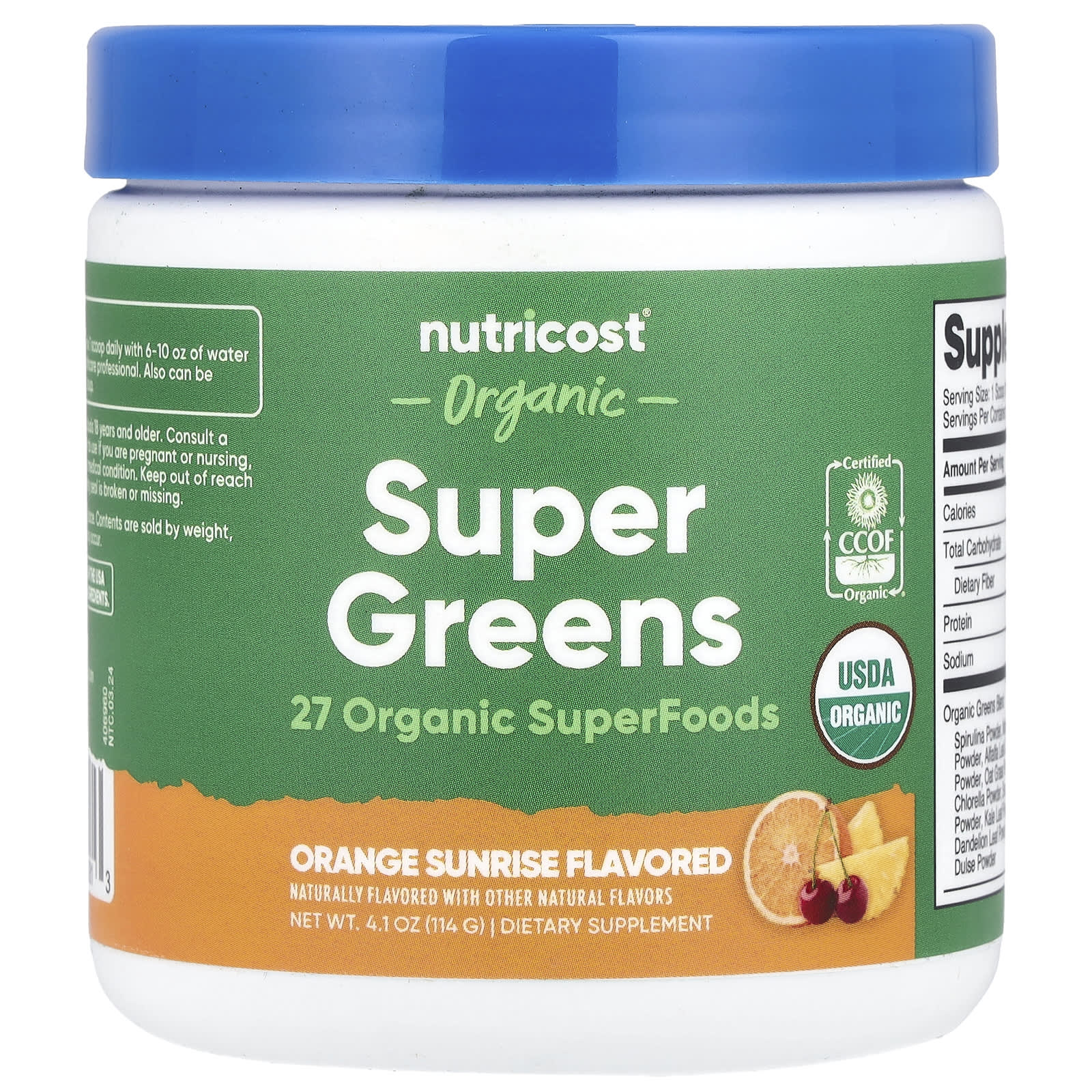 Nutricost, Organic Super Greens, Orange Sunrise, 4.1 oz (114 g)