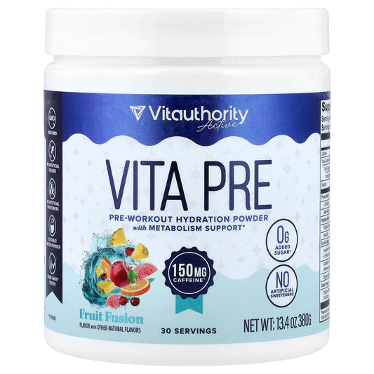Vitauthority, Active, Vita Pre, Pre-Workout Hydration Powder, Fruit Fusion, 13.4 oz (380 g) - Image 1