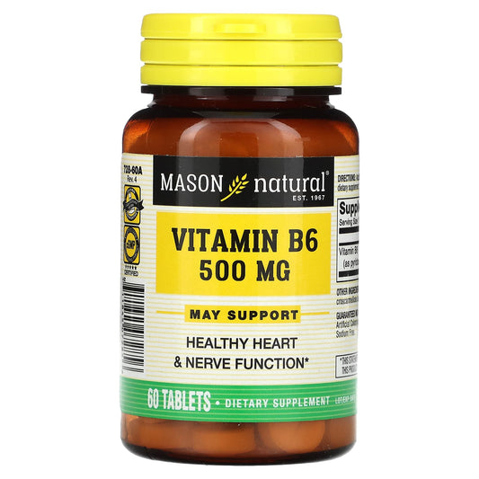 Mason Natural, Vitamin B6, 500 mg, 60 Tablets - Image 1