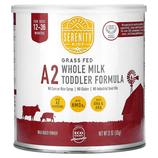 Serenity Kids, A2 Grass Fed Whole Milk Toddler Formula, For Tots 12-36 Months, 21 oz (595 g) - Image 1