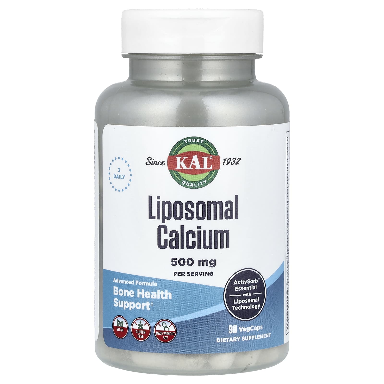 KAL, Liposomal Calcium, 90 VegCaps (166.6 mg per Capsule) - Image 1