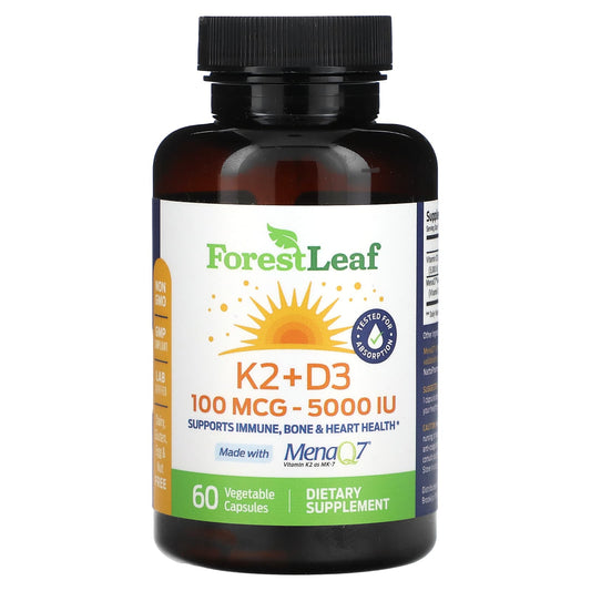 Vitamin K2 + D3 Supplement 60 Capsules by Forest Leaf - Image 1