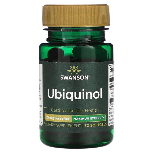 Swanson, Ubiquinol, Maximum Strength, 200 mg, 30 Softgels - Image 1