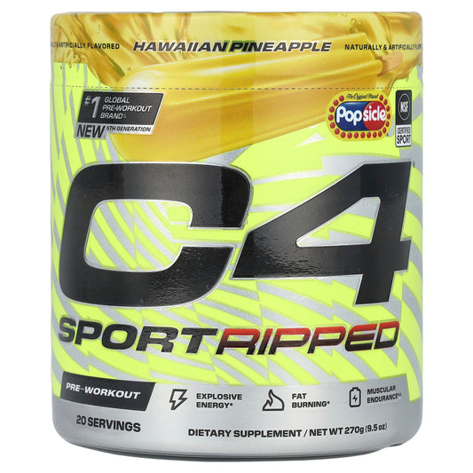 C4 / Cellucor, C4 Sport Ripped, Pre-Workout, Popsicle®, Hawaiian Pineapple, 9.5 oz (270 g)